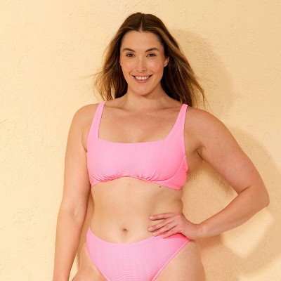 Shade & Shore Women's Jacquard Square Neck Underwire Bikini Top - Shade & Shore™ Pink 36C — фото 4