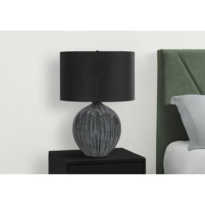 23" Black Ceramic Table Lamp with Black Shade