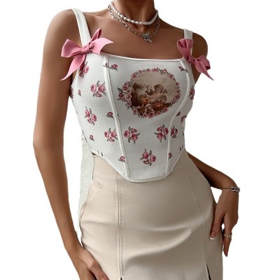 Women Casual Tank Tops Croset Back Strapless Bralette Wrap Sexy Casual Summer Spaghetti Strap