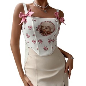 Women Casual Tank Tops Croset Back Strapless Bralette Wrap Sexy Casual Summer Spaghetti Strap - 1 of 4