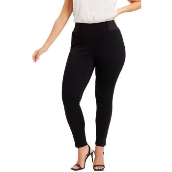 Women's Plus Size Ponte Pull-on Pant Black - Petite