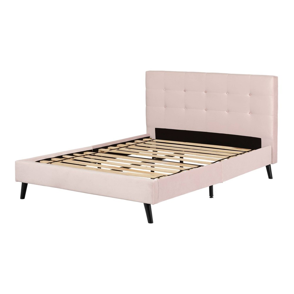 Photos - Bed Frame Queen Maliza Upholstered Complete Platform Bed Pale Pink - South Shore