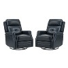 Set of 2 Basilio 28.74 Wide Tufted Wooden Upholstery Genuine Leather Swivel Rocker Recliner with Nailhead Trims| ART OF LIVING DESIGNS - 2 of 4