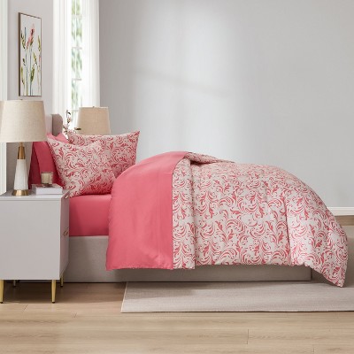Nestl Bed in a Bag, 7pc Comforter Set Biomorphic Design, Modern Comforter Sets with Sheets, Queen Bed in a Bag, Pink — фото 3