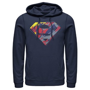 Men's Superman Logo Paint Splatter Pull Over Hoodie - 1 of 3
