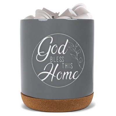 Elanze Designs Bless This Home Grey X-Large Cork Bottom, Kitchen Counter, Ceramic Stoneware, Coffee, Tea and Hot Chocolate, Machine Brewing, K Capsule
