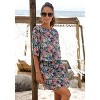 Women's Tropical Print Cover up Beach Dress - LASCANA - Black Printed Botanical 0/2 - 3 of 4
