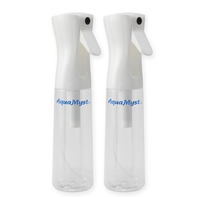 AquaMyst Fine Mist Continuous Spray Bottle 300ml (10.14 oz) - Ergonomic, Durable, Clear Plastic Plant Mister, Misting Water Bottle for Hair Stylists,