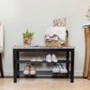31.5" Entryway Storage Bench and Shoe Rack Distressed Wood Finish Brown - Danya B.: Metal Frame, Non-Upholstered, Rectangular Shape - 3 of 4