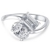 Pompeii3 2 1/4Ct TW Toi et Moi Oval And Emerald Cut Engagement Ring White Gold Lab Created - 4 of 4