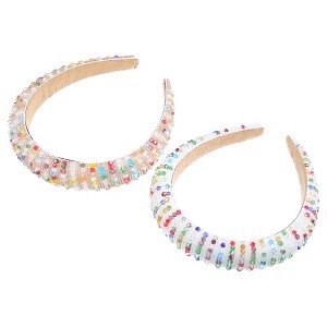 Unique Bargains Women's Luxury Sparkly Rhinestone Wide Headbands 2Pcs - 1 of 4
