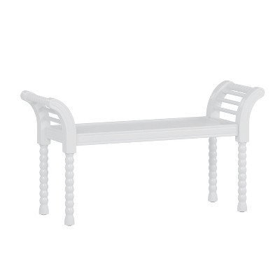 Vynxaria Elegant Retro Style Bench with Turned Legs, Bed End Bench for Bedroom or Living Room Decor, White