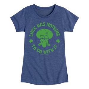 Girls' - SpongeBob Squarepants - Squidward Luck Fitted Short Sleeve Graphic T-Shirt - 1 of 4