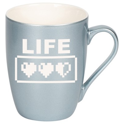 100 North Gaming 10 Ounce Frosted Blue Metallic Finish, Comfortably Fits Your Hands, New Bone China Coffee Tea Cup Mug, Life