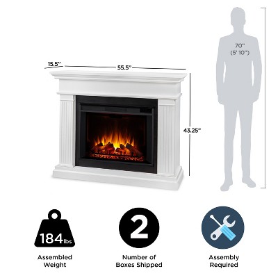 Centennial Grand 56" White Electric Fireplace with Carved Pilasters