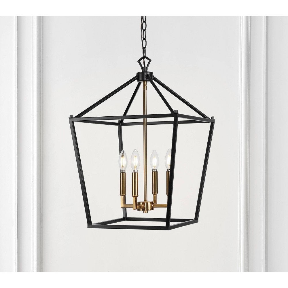 16" Metal Pagoda Lantern Pendant (Includes LED Light Bulb) Oil Rubbed Bronze/Gold - JONATHAN Y