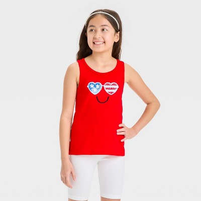 Girls' Flip Sequin 4th of July 'Sunglasses' Tank Top - Cat & Jack™ Red