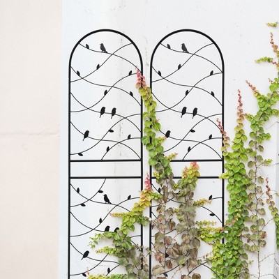 Maggift Patio Decorative Screens, Elegant Vine Pattern Yard Fencing, Pet-Safe Decorative Fence for Yard, Patio, Black, 19.7"*19.7"*71"