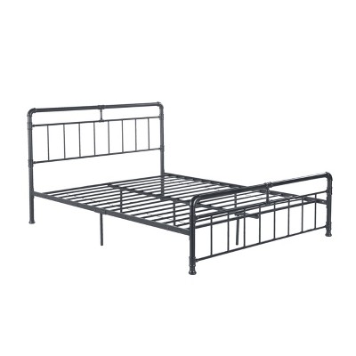 Queen Mowry Industrial Iron Bed Charcoal Gray - Christopher Knight Home ...