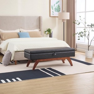 NicBex Rectangular Teddy Fabric Storage Ottoman Bench,Upholstered Storage Ottoman with Solid Wood Feet,Storage Bench for Living Room,Bedroom - 1 of 4