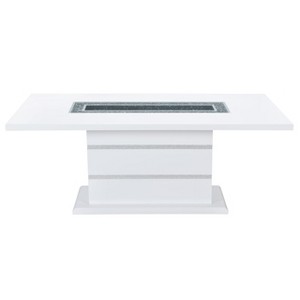 HomeRoots 79" White Faux Crystals Glass and Wood Pedestal Base Dining Table - 1 of 4