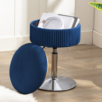 Arceso 360° Swivel Vanity Stool, Faux Leather with Storage, Height Adjustable Stool for Bathroom & Living Room