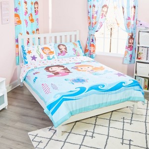 Everyday Kids Mermaid Twin/Full Size Bed Comforter with Beach Design of Turtles, Seahorses and Fish; All Season Purple, Pink and Blue Comforter - 1 of 4