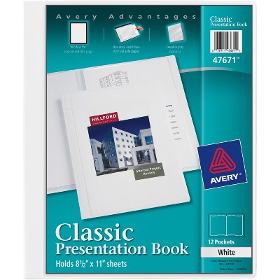 Avery Presentation Book 12 Pockets 8-1/2"x11" White 47671