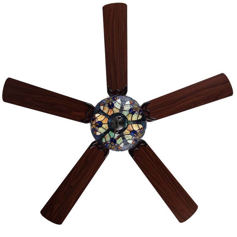 52&#34; LED Tiffany Style Stained Glass Halston Lighted Ceiling Fan Black - River of Goods, 5 of 16