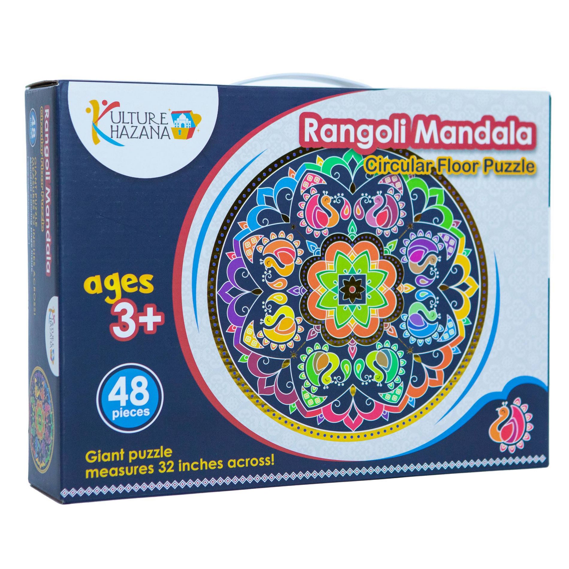 Kulture Khazana Rangoli Mandala Circular Floor Puzzle - 48pc: Educational Pattern & Geography Learning Toy