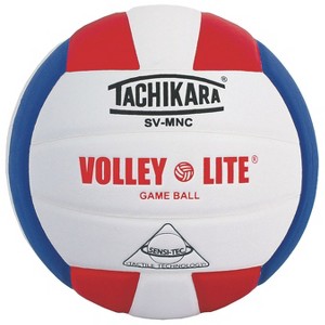 Tachikara® SV-MNC Leather Volleyball, Scarlet/White/Royal - 1 of 1