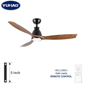 YUHAO 56 in. Indoor Modern Contemporary Matte Black ABS Blades 6-speed Ceiling Fan with Light and Remote Control - 1 of 4