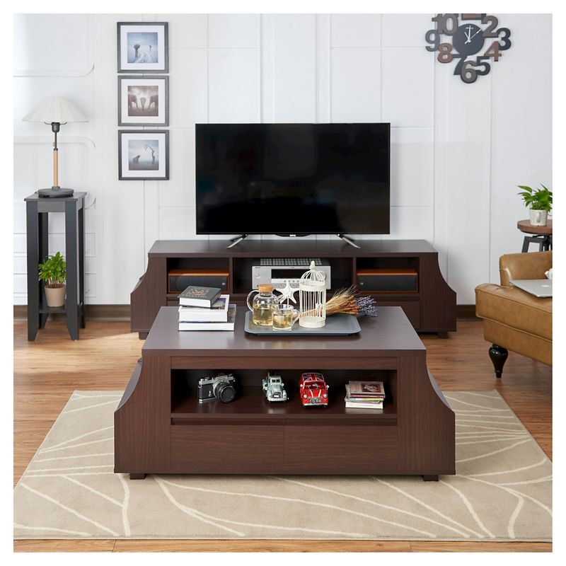 Carmona Contemporary Multi-Storage Coffee Table with Side Shelves Walnut - HOMES: Inside + Out, 5 of 8