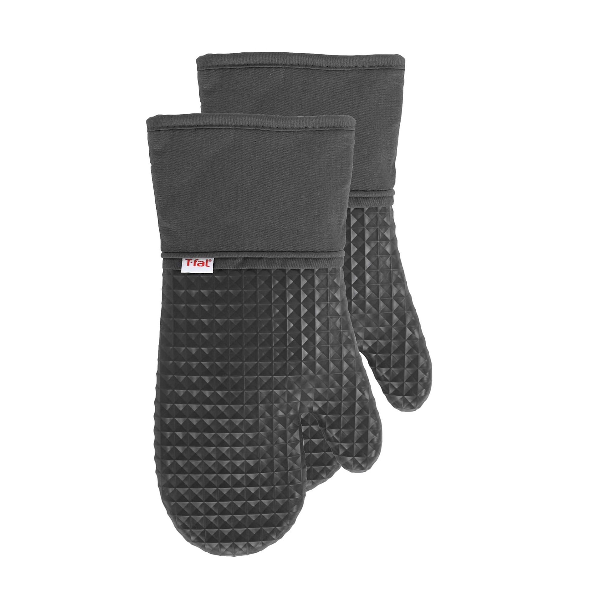 T-fal Flexible Waffle Silicone Oven Mitts Set of Two Charcoal