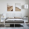 vidaXL Bed Frame White Powder-Coated Steel King Bed Frame Rectangular - 59.1" x 78.7" White with headboard - 3 of 4