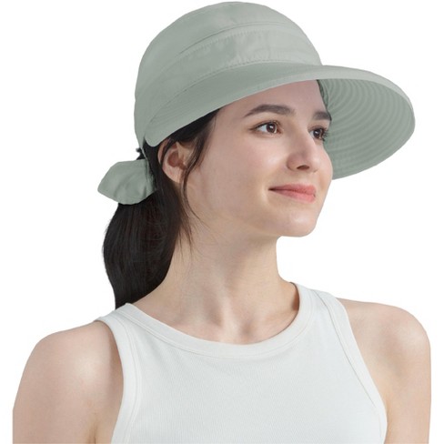 Sun Cube Women Sun Hat For Outdoor Uv Protection, Wide Brim Sun Hat  Ponytail, Convertible Zip-off Beach Hat Visor (light Gray) : Target