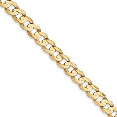 Black Bow Jewelry 5.25mm, 14k Yellow Gold, Open Concave Curb Chain Necklace