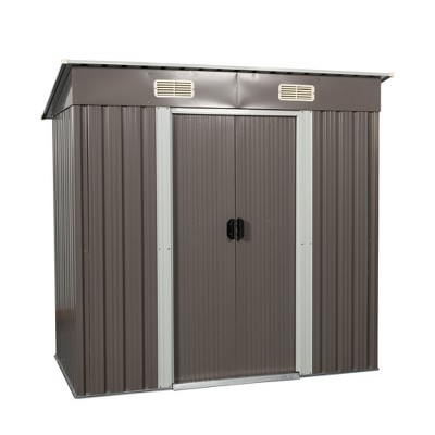 Garvee 6x4 FT Galvanized Steel Garden Shed, Simple & Sturdy Outdoor Storage with Sloped Water-Resistant Roof for Backyard, Patio & Garage Storage