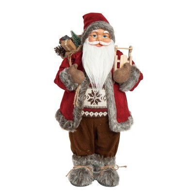 Transpac Fabric/Canvas 24 in. Multicolored Christmas Fur Fair Isle Santa Decor