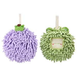REGALWOVEN 2 Pcs Comfortable Soft Absorbent Chenille Ball Fuzzy Hand Towels - 1 of 4