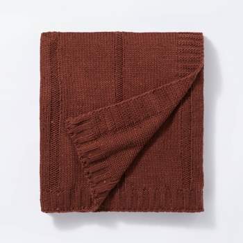 Woven Striped Knit Throw Blanket Mahogany/Neutral - Threshold™ designed with Studio McGee