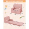 Kids Couch, 2-in-1 Convertible Teddy Fleece Fabric Toddler Sofa Chair, Soft Fold Out Couch Lounger for Kids, Comfy Children's Sofa Bed - 2 of 4