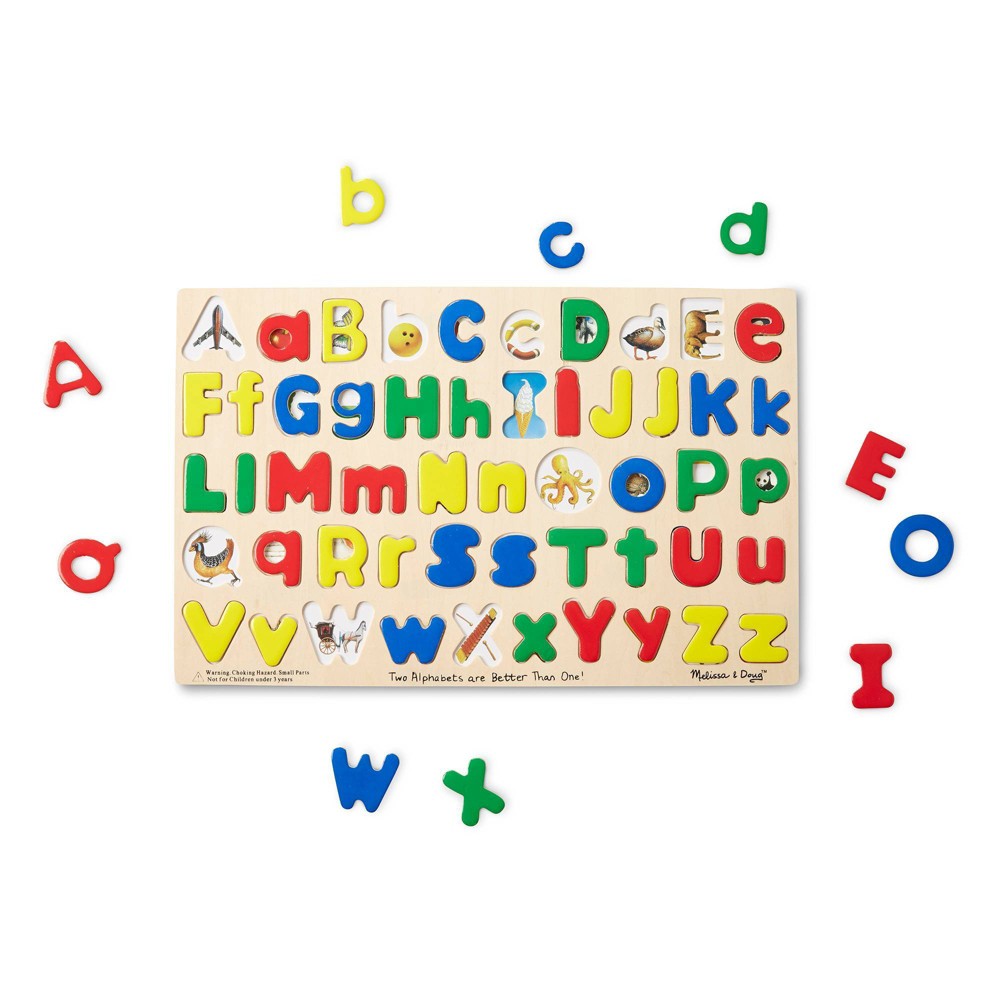 Photos - Jigsaw Puzzle / Mosaic Melissa&Doug Melissa & Doug Upper & Lower Case Alphabet Letters Wooden Puzzle  (52pc)