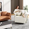 360° Swivel Accent Chair with Gold Metal Frame, Fluffy Upholstered Armchair for Living Room or Bedroom, Modern Square Lounge Chair-Maison Boucle - 3 of 4