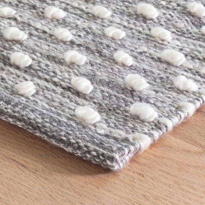 Gray and Ivory Synthetic Flat Woven Handmade Rug 2' x 3'