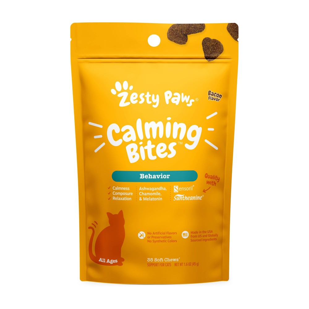 Photos - Dog Medicines & Vitamins Zesty Paws Calming Cat Bites - Bacon - 35ct 