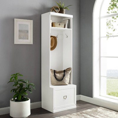 White Coastal Hall Tree with Storage Bench and Hooks