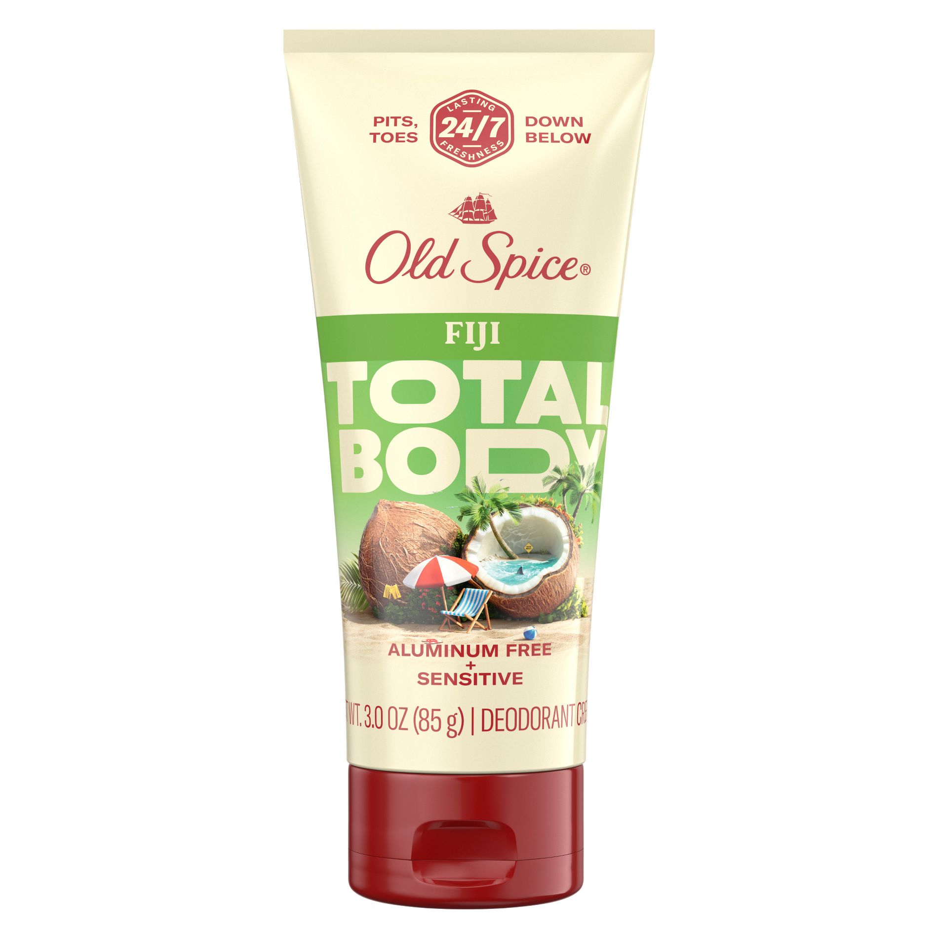 Old Spice Whole Body Cream Deodorant for Men Fiji - Aluminum-Free 3oz