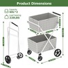 JANSNO Foldable Utility Shopping Cart with 2 Layers/Double Basket, 360° Swivel Wheels for Groceries & Laundry - 3 of 4