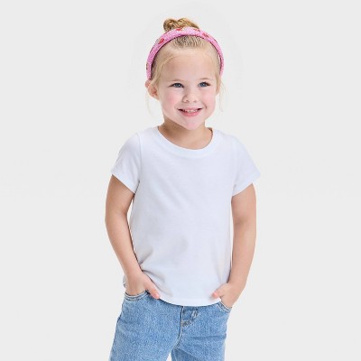 Toddler Girls' Solid Knit Short Sleeve T-Shirt - Cat & Jack™ White 3T